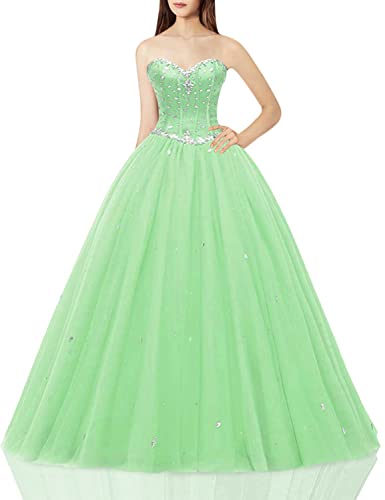 Image of Likedpage Women's Sweetheart Ball Gown Tulle Quinceanera Dresses Prom Dress