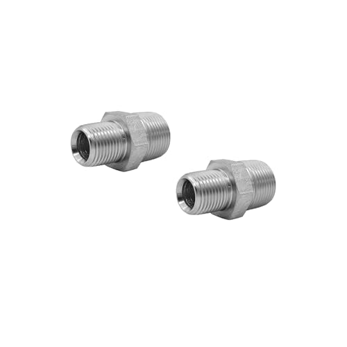 Image of (2-PACK) 5404-12-08 Hydraulic Hose Adapter Fitting 3 /4 inch Male (3 /4 inch-14NPTF) x 1 /2 inch Male (1 /2 inch-14NPTF) SAE Straight Pipe Joints Tube Connector Carbon Steel