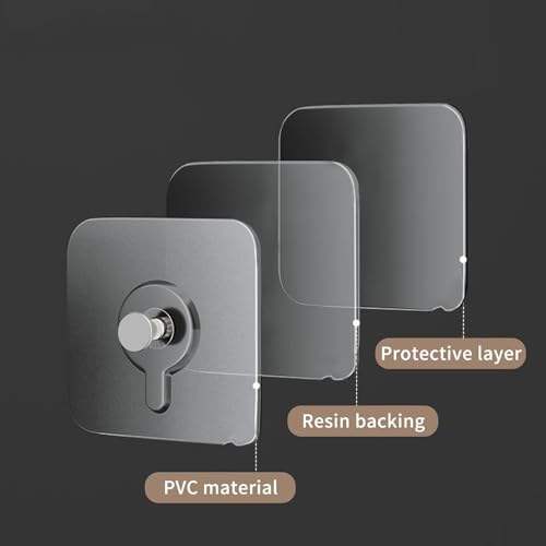 Image of 24 Pack Adhesive Wall Hooks, Wall Hangers Without Nails, No Damage Picture Hooks Waterproof and Rustproof to use Inside Kitchen, Bathroom, Home and Office (10mm)