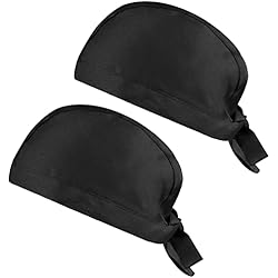 Uniformes De Trabajo Para Cafeterias Becanno 2PCS Gorro de Cocinero Unisex,Gorras de Chef con Banda Ajustable,Bandana Chef,Gorro de Trabajo Unisex Ideal para Restaurantes, Cocinas, Panaderías, Cafeterías, Hoteles y Supermercados (Negro)