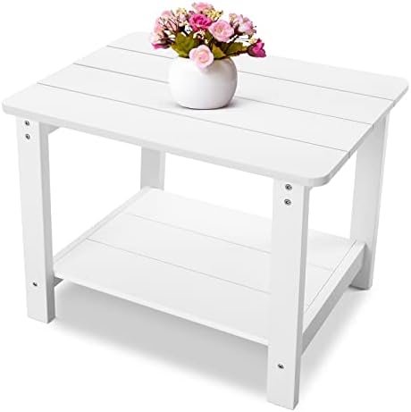 Stoog Oversized Outdoor/Indoor Side Table, Weather Resistant Hips Plastic Porch Tables, for Backyard, Patio, Pool, Deck and Garden, White, 22.8" D x 17" W x17.5 H