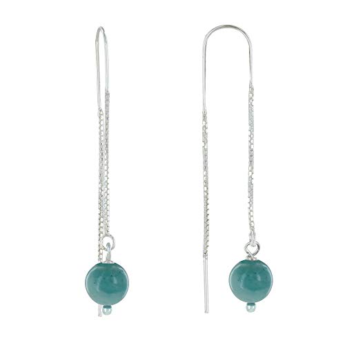 LES POULETTES BIJOUX - Boucles d'Oreilles Chainette Argent 925 et Perles d'Amazonite