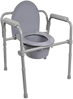 McKesson Folding Bariatric Commode Chair with 7.5 qt Bucket, 350 lbs Weight Capacity, 13 1/2 in Seat Width, 1 Count