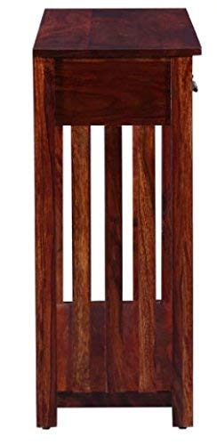 Image of Solid Sheesham Wood Console Table for Living Room | Entryway Hallway Sofa & Fish Tank Table with 3 Drawers & Shelf Storage | Wooden Side Furniture | Honey Finish