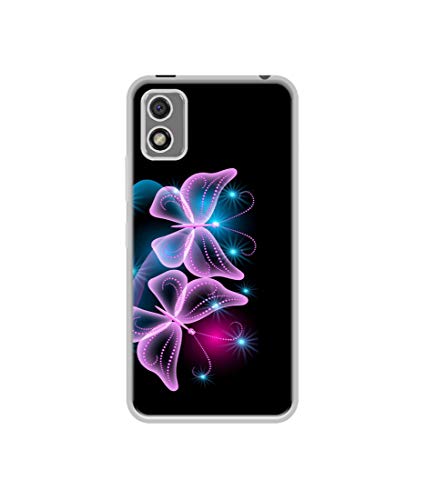 Image of Amazon Brand - Solimo Designer Butterflies Neon Light UV Printed Soft Back Case Mobile Cover for Itel A23 Pro