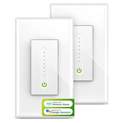 Wisebot Smart Dimmer Switch For Dimmable Led, Inc Bulbs, And Ceiling Fans, Voice Control With Alexa And Google Home, Remote Control From App, Single-Pole, Neutral Wire Required, 2.4G Wifi (Pack Of 2) #TOP25