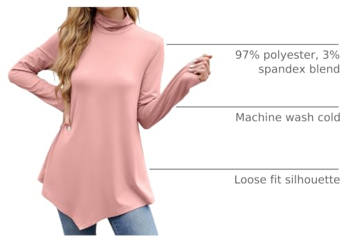 Image of JUSTFASHIONNOW Turtle Neck Shirts for Women Long Sleeve Fall Tunic Tops
