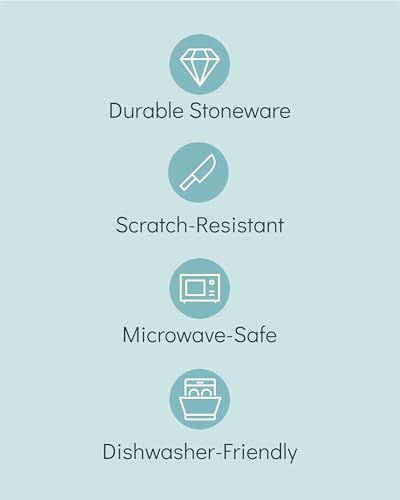 Stoneware Coffee Mugs Set of 8 – 14.5 oz Beige-Blue Ceramic Cups – Dishwasher & Microwave Safe Drinkware – Modern Stylish Design