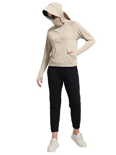 Image of FabSeasons FabSports Women's UV Protection Sun Screen Jacket, Full Zip Sun Protection Clothing, Lightweight with UPF 50+ Protection for Outdoors, with Pockets, Sun Protective Clothing for Women