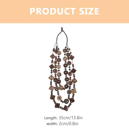 Happyyami 3- Layered Statement Necklace Womens Bohemia Choker Necklaces Multicolor Fashion Wood Bead Necklace3