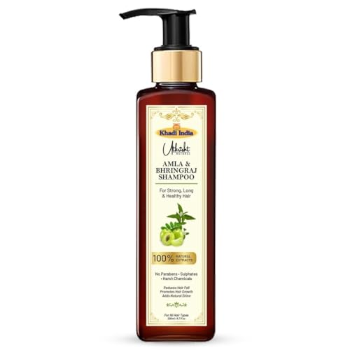 Khadi Utkrisht Amla & Bhringraj Hair Shampoo for Hair Growth & Hair Fall Control | Herbal Shampoo for Strong, Thick & Healthy Hair | Suitable For All Hair Types- 200ML