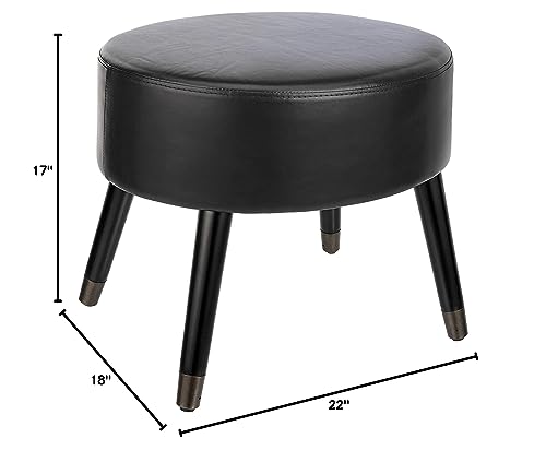First Hill Fhw Comfort Elliptical Ottoman,Black Faux Leather #TOP5