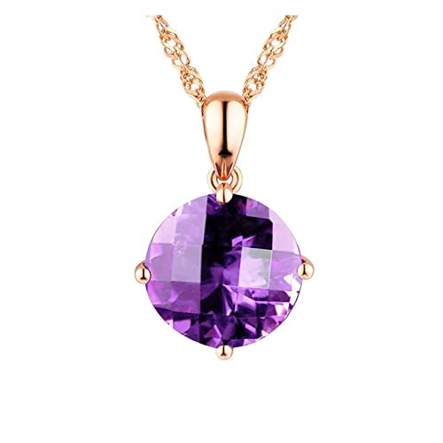 Collier améthyste femme or rose 18 carats véritable avec pendentif diamant