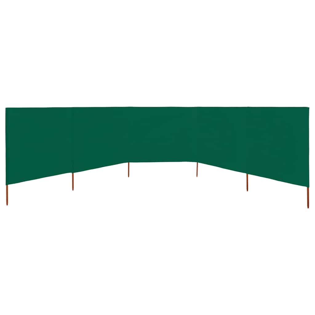 Paravento da spiaggia a 5 pannelli, tessuto verde, 600 x 80 cm, antivento, per campeggio, paravento per spiaggia e giardino