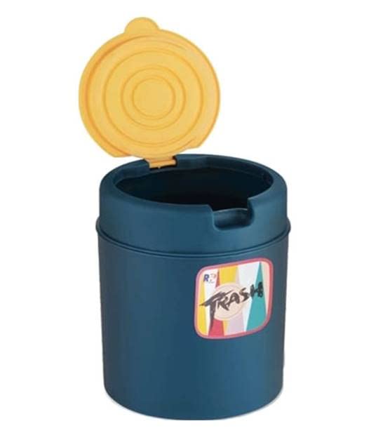 Image of Bliss Small Portable Table Dustbin, Desk Dustbin with Attached Lid, Mini Trash bin, Waste bin, Table Top Dustbin for Home, Office, Desk, Study Table, Kitchen, Bedroom (Mini bin, Multicolor) Pack of 1
