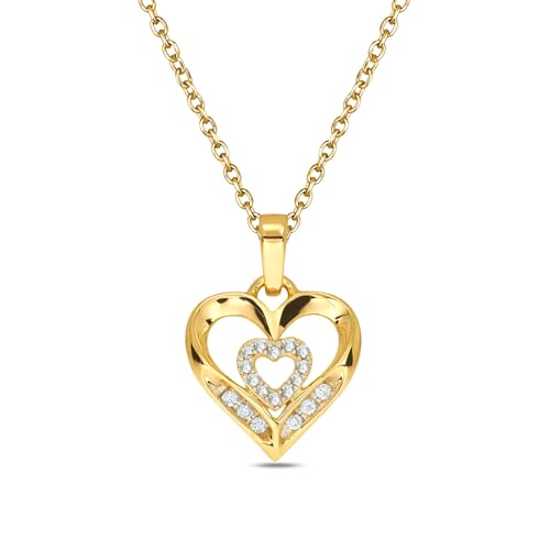 Cali Trove Diamond Double Heart Necklace for Women