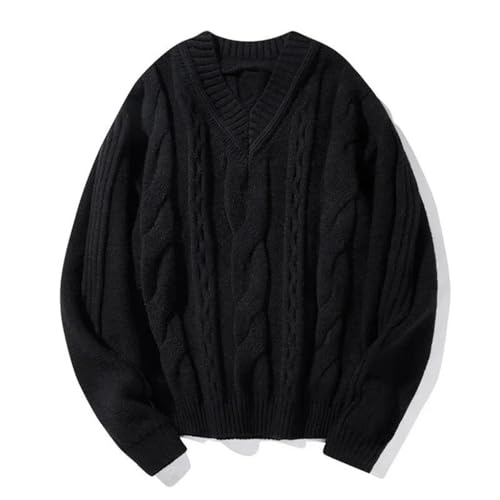 Bciopll Men's Round Neck Twistsed Sweater Lazy Style Knitwear Loose Casual Solid Sweater2
