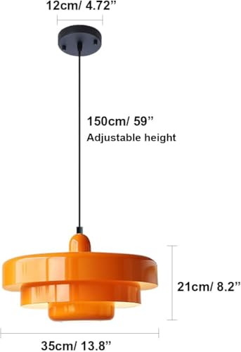 Image of Modern Orange Pendant Lights Kitchen Island Nordic Flush Mount Ceiling Light with 3-Tiers Metal Shade Farmhouse Chandelier for Dining Room Light Fixtures Closet Bedroom