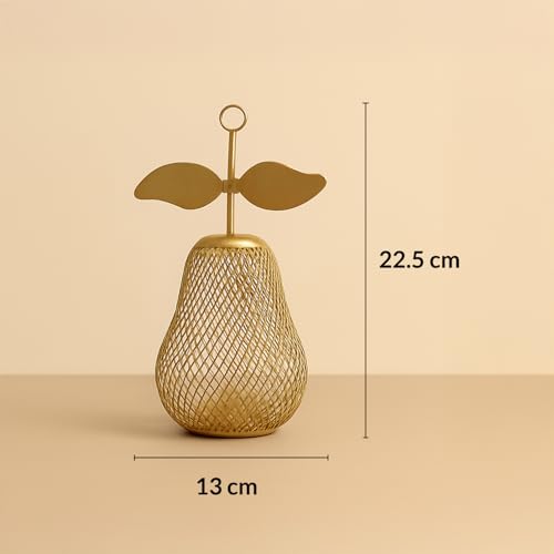 Image of MARKET 99 Metal Pear T- Lite Holder - Golden | Elegant Home Decor for Diwali, Christmas, Birthday, and Wedding | Decorative Candle Holder for Ideal for Festive & Ambient Lighting| Golden