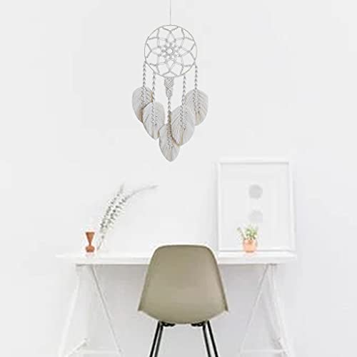 KuCharm Macramê apanhador de sonhos boho, tecido de pena, folha de penas, borla, enfeite para pendur