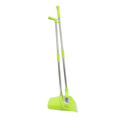 NOLITOY Escoba y Recogedor de Acero Inoxidable con Diseño Vertical y Dientes para Eliminar Pelo Herramienta de Limpieza Doméstica Compacta y Práctica Color Verde para Cocina y Hogar