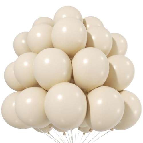 Image of White Sand Latex Party Balloons 12 Inch Beige Cream Balloons Gender Reveal