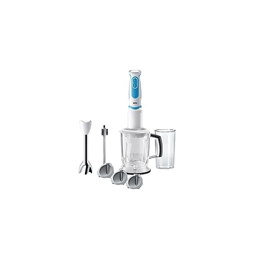 Braun batidora de mano MQ 5260WHBL - Batidora de mano MultiQuick 5 Vario con pie de acero inoxidable y cortador en espiral, 1000 W, incluye una amplia gama de accesorios, color blanco y azul