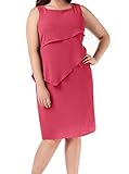 Jessica Howard Women's Plus Size Asymmetrical Tiered Shift Dress (16W, Berry)