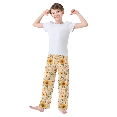 Pajama Pants Lounge Sleep PJ Bottoms Sleepwear Elastic Waist Drawstring S Watercolor Sunflower3