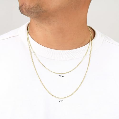 Nuragold 14k Real Yellow Gold Solid Cuban Curb Link 2mm Chain Necklace (16"-28") Italian Jewelry for Men & Women3