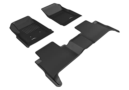 3D MAXpider All-Weather Floor Mats for Chevrolet Colorado Crew Cab 2015-2022 Custom Fit Car Floor Liners, Kagu Series (1st & 2nd Row, Black)