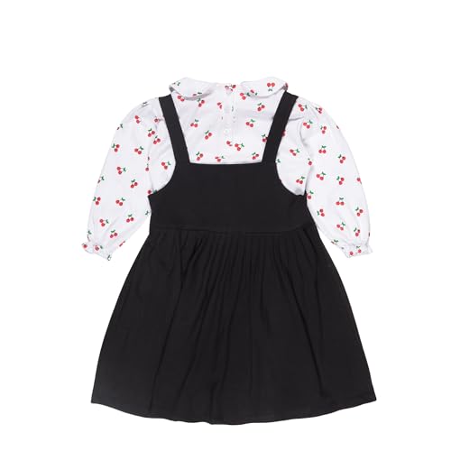 Image of babeezworld Baby Girl Cotton Dress - Full Sleeves Knee Length fit and Flare Dungaree Frock jhabla Regular fit top Tshirt