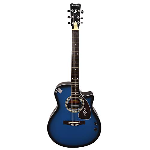 Image of Godson Shantiniketan 6-Strings Right-Handed Acoustic Guitar-Semi-Electric with Bag (Blue)