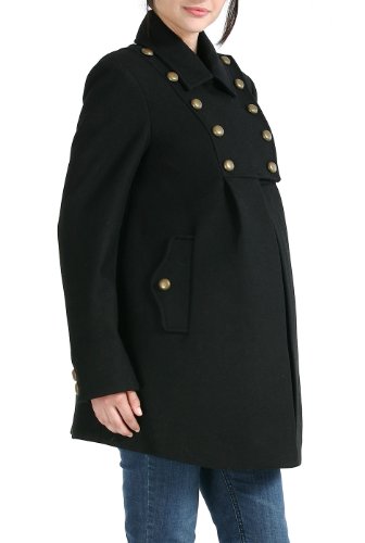Image of Momo Maternity Outerwear Women Stella Wool Pea Coat Pregnancy Winter Jacket Black Small