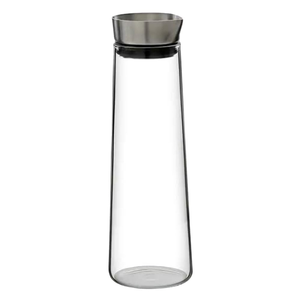 KALLORY Jarra de Vidrio a Prueba de Fugas Diseño Clásico y Elegante de 1l Tapa Inoxidable para Agua Fría para Uso en Oficina o Fiesta