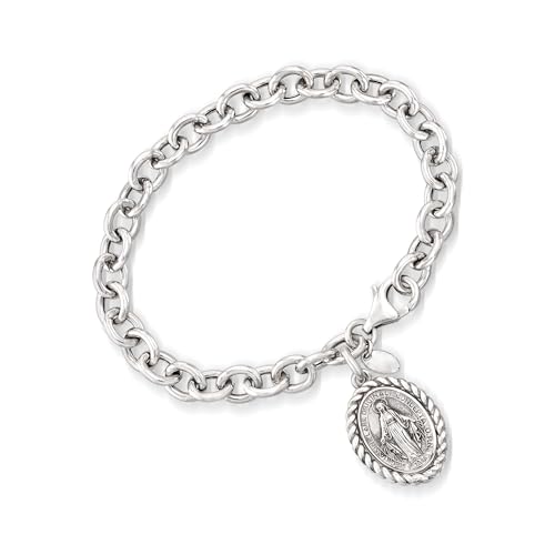 Ross-Simons Italian Sterling Silver Miraculous Medal Charm Bracelet