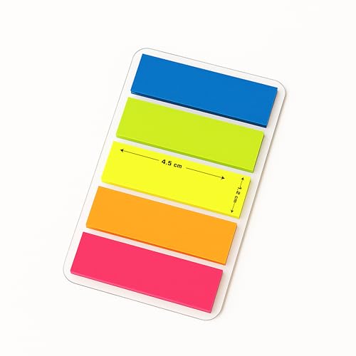 Image of Cubic Transparent 5-Color Plastic Flag Sticky Notes | Pack of 5 (100 Sheets Each) | Bright & Durable PET Page Markers for Indexing, Bookmarking & Organizing | Strong Adhesive & Easy Peel-Off