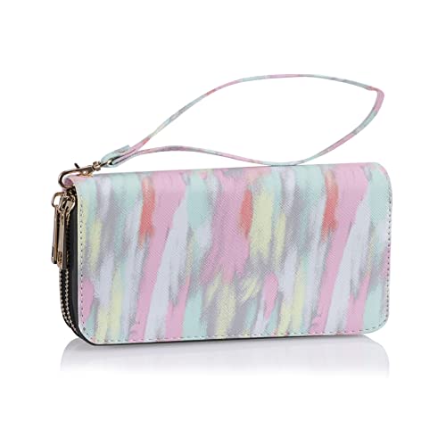 Image of XEYOU Double Zipper Long Clutch Wallet Cellphone Wallet for Women with Removable Wristlet Strap for Credit Card, Cash, Coin, Bill