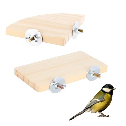 2 Flache Sitzbrett Papage, 15 × 8 cm Plattform Für Haustiere, Fächerförmige Und Rechteckige Vogelkäfig Plattformen, Große Vogelsitzstangen-Ständerplattformen Mit Edelstahlscheiben Für Nymphensittiche