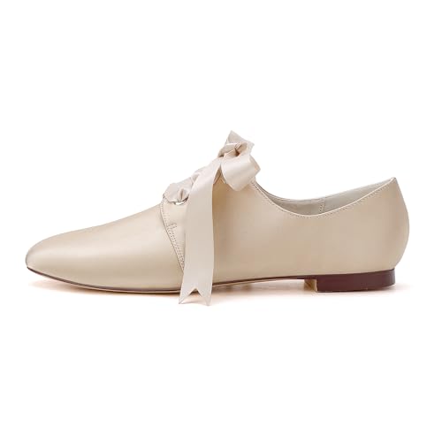 Brand Women's Satin Lace Flats w/Adjustable Bow - Comfortable Rubber Sole3