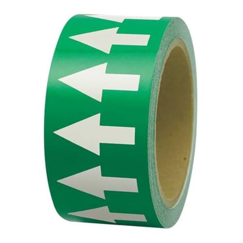 INCOM Manufacturing Directional Pipe Flow Arrow Adhesive Tape, Pipe Identification Marking, Removable Backing Liner, Green/White, 1 inch x 108 ft, PMA152