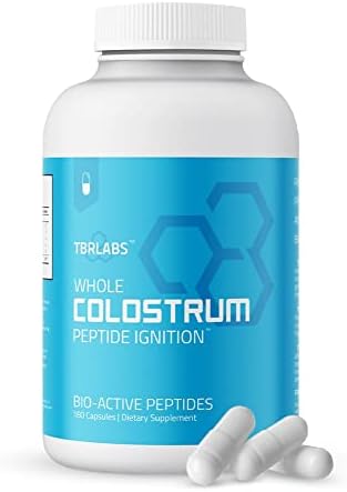 TBR Labs Pure Bovine Colostrum 180 Capsules - Antibiotic and Hormone Free - USA Sourced - All Natural - 100% First Milking