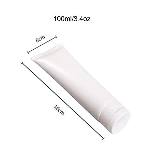 20PCS 100ml/3.4oz White Plastic Facial Cleaner Soft Tube Bottles Empty Refillable Travel Makeup Sample Packing Container Storage Pot Jar Vials Dispenser for Toiletries2