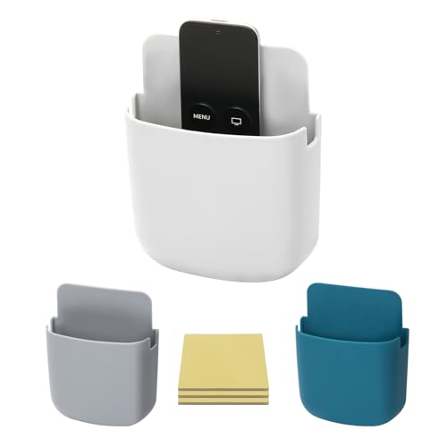 Cosmos Pack of 3 Remote Control Holder Wall Mounted Self Adhesive Remote Stand Phone Holder with Charging Slot Remote Caddy for Wall No Drilling Universal Wall Mount Storage Organizer Box