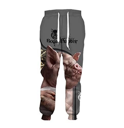Pantalon imprimé sanglier 3D pour un style hip-hop confortable en automne