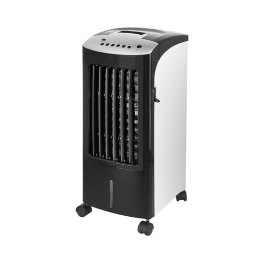 Climatizador 80W frío y 2100W calor, ideal para regular la temperatura y mejorar el confort en espacios cerrados.