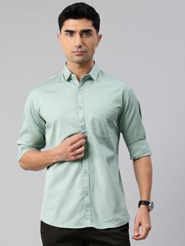 Image of Majestic Man Men's Cotton Slim Fit Solid Casual Shirt