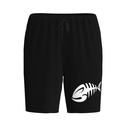Bone Fish Skeletons Pajama Shorts for Men, Men's Pajama Bottoms, Sleepwear for Summer2