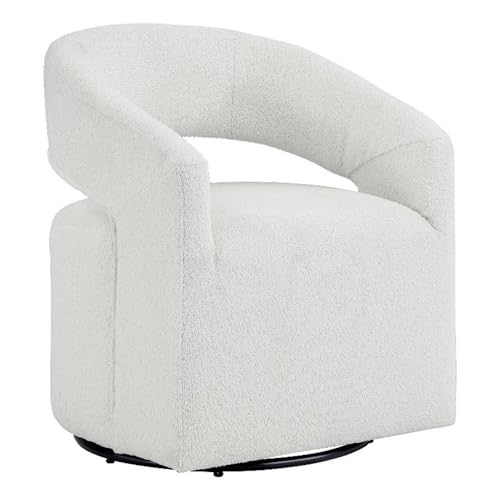 Sillón giratorio de tela bouclé blanco miniatura 1