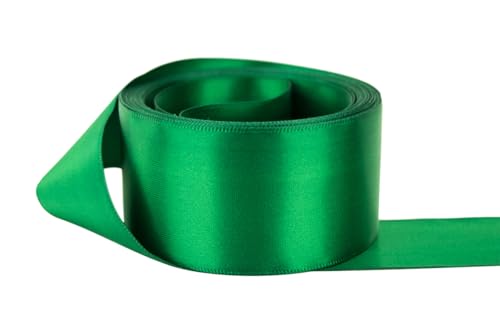 Image of Ribbon Bazaar Double Faced Satin - Premium Gloss Finish - 100% Polyester Ribbon for Gift Wrapping, Crafts, Scrapbooking, Hair Bow, Decorating & More - 5 /8 inch Green 50yd Spool